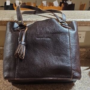 Portland Leather Brown Tote Bag with Textured Finish